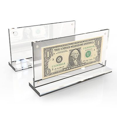 #ad 2Pack Acrylic Dollar Bill Display Frame Currency Paper Money Holder Display Case $19.97