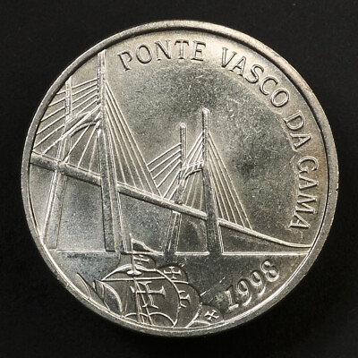 #ad Silver coin Portugal 500 escudos 1998 Opening of the Vasco da Gama Bridge $17.95