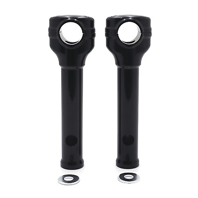 #ad Black 8quot; Risers 1.25quot; Handlebar Top Clamps For Harley Road King Dyna Wide Glide $89.95