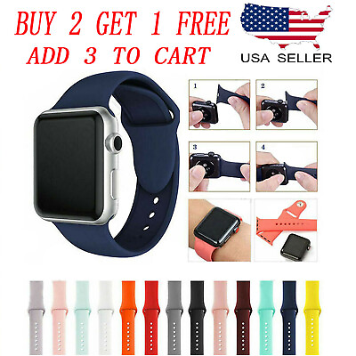 #ad Silicone Band Strap For Apple Watch iWatch Sports Series 2 3 4 5 6 7 8 9 38 49mm $3.95