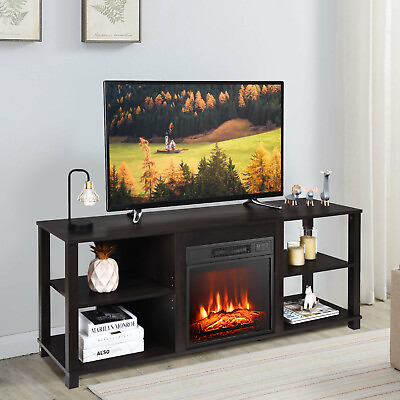 #ad 2 Tier TV Stand amp;Electric Fireplace Heater Home Cabinet Console For 65quot; TV $269.99