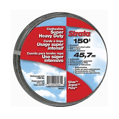 #ad Strata 150 Feet Clothesline Outdoor Heavy Duty Galvanized Wire Steel Cable S... $51.99