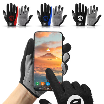 #ad Mens Touch Screen Motorbike Racing Gloves Full Finger Gel Pad Motorcycle Gloves $9.99