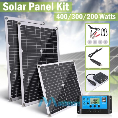 #ad 200W 300W 400W Watt 12Volt Solar Panel Kit Battery Charger for RV Home Plugamp;Play $48.65