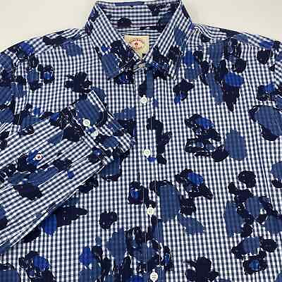#ad Brooks Brothers Red Fleece Large Blue Check Paint Pattern L S Button Down Shirt $49.99