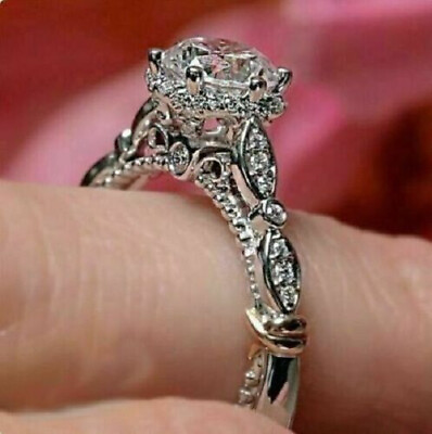#ad 2.50Ct Lab Created Diamond Round Diamond Engagement Ring 14K White Gold Finish $43.20