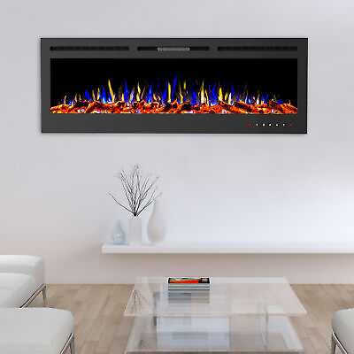 #ad 72 In Electric Fireplace Front Vent Wall Mount or Recessed Remote LED Colors $849.99