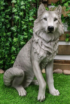 #ad Ebros Large Dakota Wildlife Sitting Alpha Gray Wolf Statue 20.5quot; H $109.99