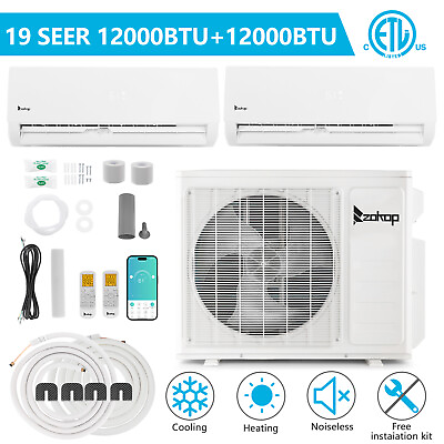 #ad WIFI 18000 BTU Ductless Dual Zone Mini Split Air Conditioner amp; Heat Pump 19 SEER $1559.99