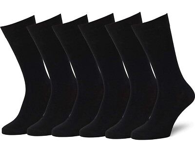 #ad New 6 Pairs Mens Black Classic Dress Socks Calf Casual Fashion Crew Solid Sox $9.99