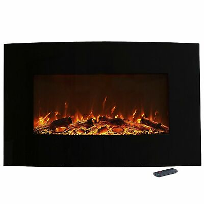 #ad Color Changing Curved Electric Fireplace Wall Mount Stand Remote 36 x 22 Inch $212.99