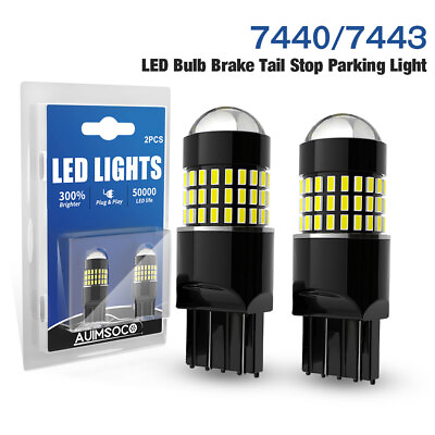 #ad 7443 7444 White LED Bulb Brake Tail Stop Parking Light 7440 T20 Bright Lamp $19.99