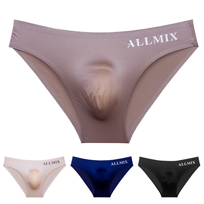#ad Men G string Briefs Thong Bikini Underwear Sexy Low Waist Pouch Panties Ice Silk $7.33