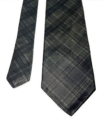 #ad Kenneth Cole NY 58” Mens Tie All Silk Imported Fabric Made In USA Black Gray $17.76