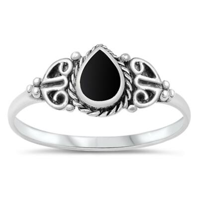 Vintage Celtic Black Onyx Promise Ring New .925 Sterling Silver Band Sizes 3 12 $13.59