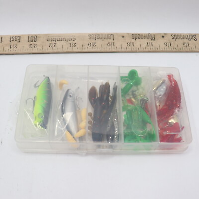 #ad 84 Pk Soft amp; Hard 3D Fishing Lure Bait Set With Storage Box DD 84A Assorted $3.99