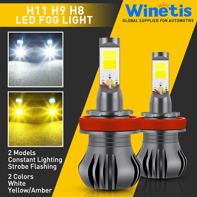 #ad H8 H11 Dual Color Switchback White Amber 3000K6000K LED Fog Light STROBE Bulbs $19.99