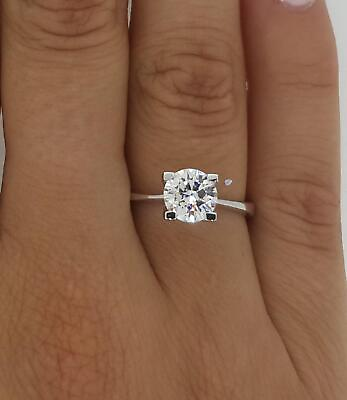 #ad 1.75 Ct 4 prong Solitaire Round Cut Diamond Engagement Ring VVS1 D White Gold $9718.00