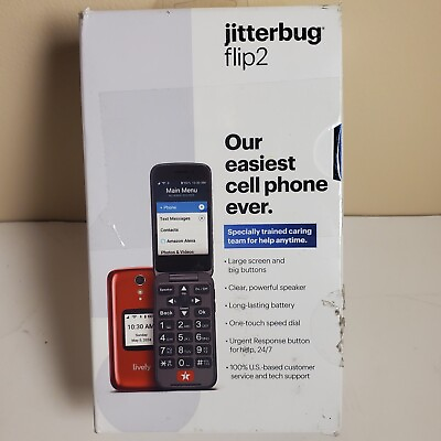 #ad Lively Jitterbug Flip2 Flip Cell Phone for Seniors Red $52.99