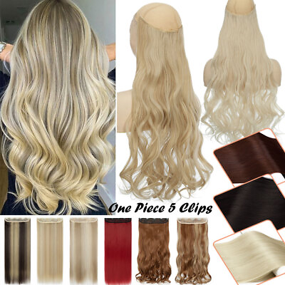#ad Hair Extensions Clip Full Head 1pcs 5 Clips Thick Curly Straight Real As Human H $4.94
