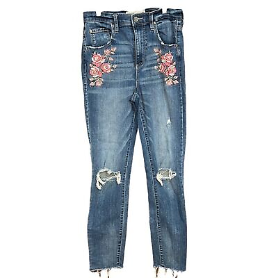 #ad Garage Ultra High Rise Stretch Embroidered Jeans 7 $12.00