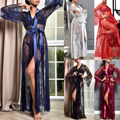 #ad Women Sexy Lace Lingerie Night Dress Kimono Sleepwear Nightwear Gown Bathrobe $15.91