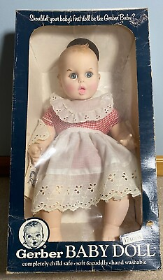 #ad Vintage Gerber Baby Doll 17quot; Rolling Flirty Eyes Atlanta Novelty 1979 Red Dress $45.00