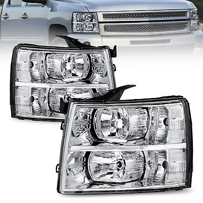 #ad Pair Headlight Assembly w Clear Lens For 07 13 Chevy Silverado 1500 2500 3500 $72.99