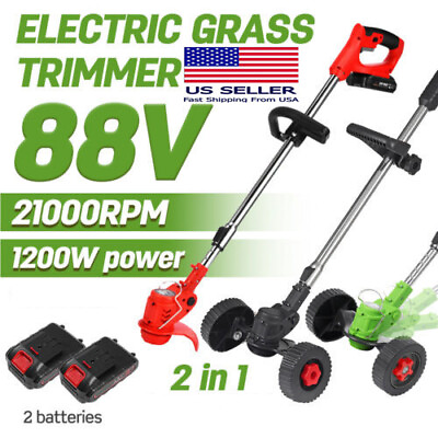 #ad Electric With 2PCS Li ion Battery Powerful Cordless Lawn Mower MachineGardenTool $119.99