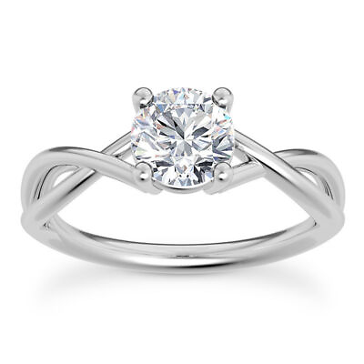 #ad 0.90 Carat Certified Round Diamond Solitaire Ring D VS2 Treated 14K White Gold $2630.00