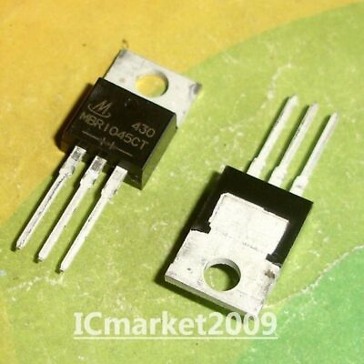 #ad 50 PCS MBR1045CT TO 220 MBR1045 10 Amps Schottky Barrier Rectifiers Diodes #F14 $13.99