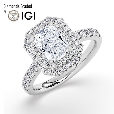 #ad IGI1.00 CT Solitaire Lab Grown Radiant Diamond Engagement Ring 950 Platinum $1476.00