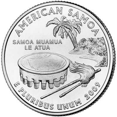 #ad 2009 D American Samoa U.S Territory State Quarter. Uncirculated from US Mint $2.19