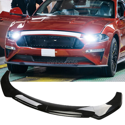 #ad ABS Front Bumper Lip Spoiler For Ford Mustang 2015 2017 GT500 Style Glossy Black $66.49
