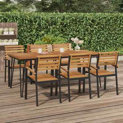 #ad Modern Outdoor Garden Patio Wooden Acacia Wood Dining Dinner Table Hairpin Legs $242.99