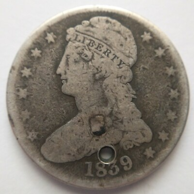#ad 1839 O Capped Bust Half Dollar 50c Very Good VG Fine F Detail Greer1 Holed CHEAP $549.99