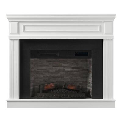StyleWell Freestanding Electric Fireplace Mantel 50quot; Adjustable Thermostat White $557.45