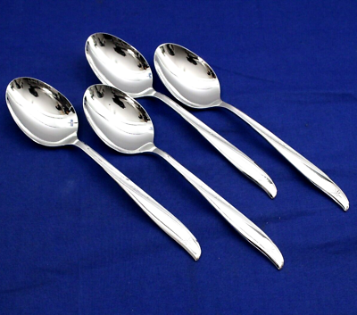 #ad 4 6 3 4quot; TWIN STAR OVAL SOUP SPOONS Stainless Flatware Community NEAR MINT $29.00