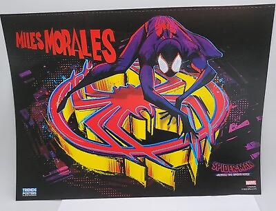 #ad Trends Posters Marvel Comic Cover 8.5x11quot; Poster Spider Man Black Miles Morales $9.00