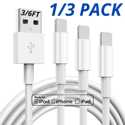 #ad 1 3 Pack USB Charger Charging Cable Cord For iPhone 13 12 11 Pro Max XR 8 7 iPad $7.69