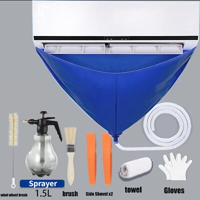 #ad 8pcs Air Conditioner Cleaning Cover PVC with 2m Water Pipe Hanging Cleaner $35.56