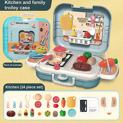 #ad Kitchen Play Toys Trolley Design Mini Cooking Set $40.49