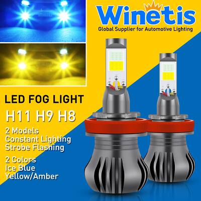 #ad 2x H8 H11 Dual Color Switchback White Ice Blue 3K8K Strobe LED Fog Light Bulbs $20.53