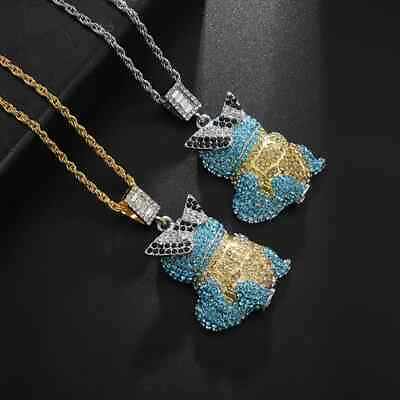 #ad Squirtle Turtle Hip Hop Iced Cubic Zirconia Pendant Rope Chain Bling Necklace $15.99
