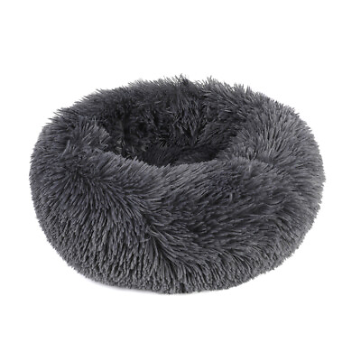 #ad 27.6quot; Calming Dog Bed Warming Cozy Soft Round Cat Bed Plush Cushion Bed Washable $23.88