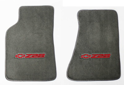 #ad NEW 1982 2002 Camaro Floor Mats Gray Carpet Embroidered Z28 Logo Red Set of 2 $102.93