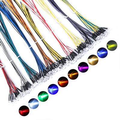 #ad DiCUNO 100Pcs 10 Colors ß— 10Pcs 5MM Pre Wired 12V LED Diodes 9.4 Inch 24CM U $17.96