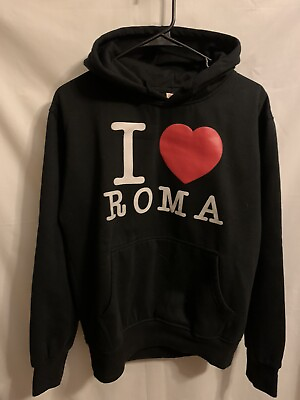 #ad Womens Black Hoodie I Love Roma I Heart Roma Size Large $22.99
