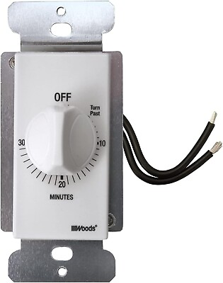 Woods 59714 In Wall 30 Minute Spring Wound Timer White $20.99
