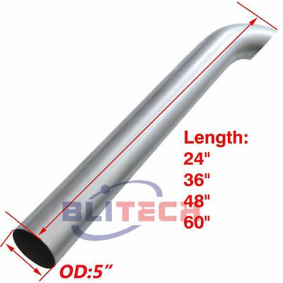 #ad Aluminized 5quot; inch OD Curved Exhaust Stack Pipe 24quot; 36quot; 48quot; 60quot; inch Length Tube $39.00